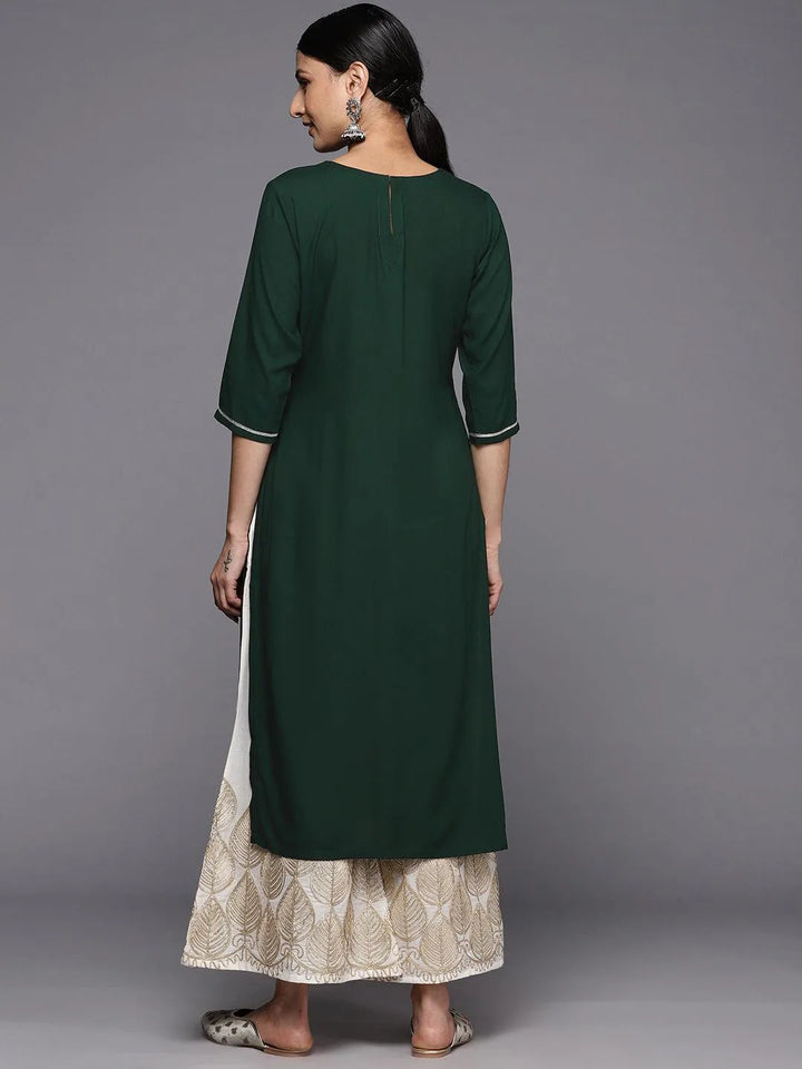 Green Yoke Design Rayon Straight Kurta - Libas