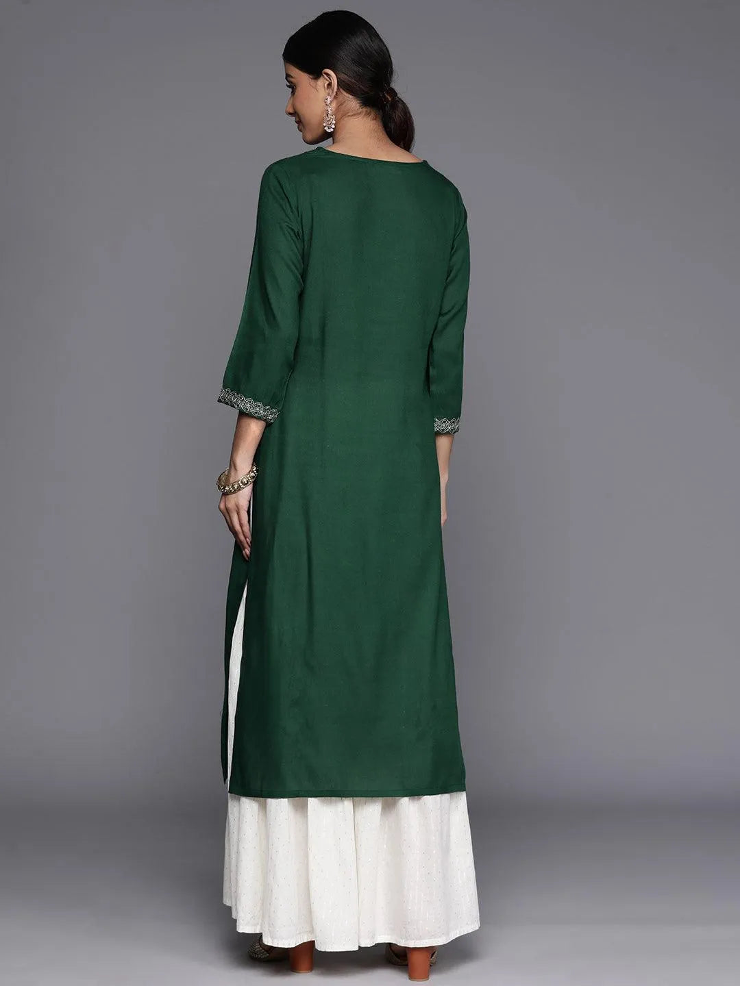 Green Yoke Design Rayon Straight Kurta - Libas 