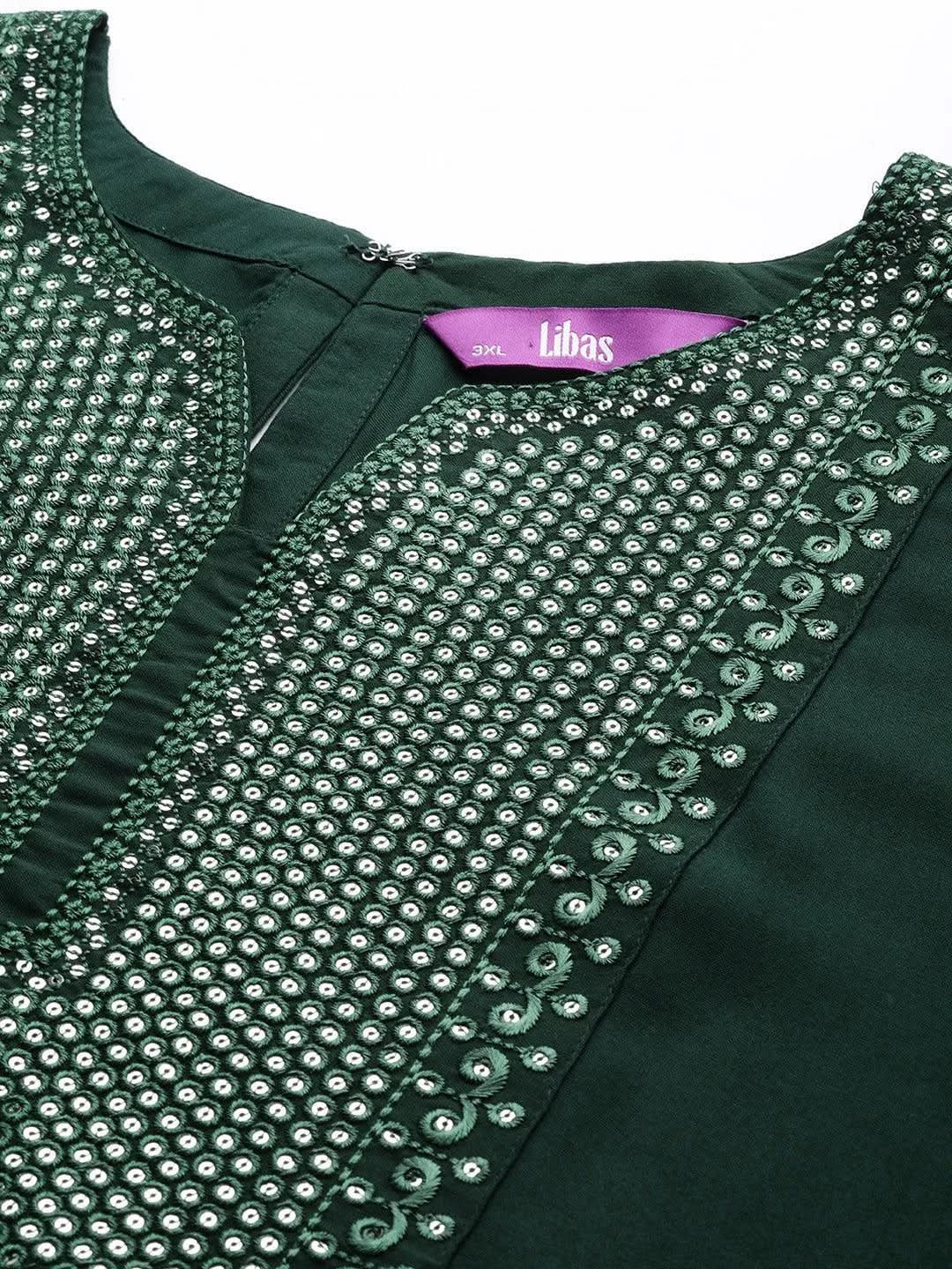 Green Yoke Design Rayon Straight Kurta - Libas 