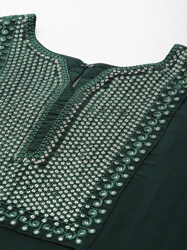 Green Yoke Design Rayon Straight Kurta - Libas
