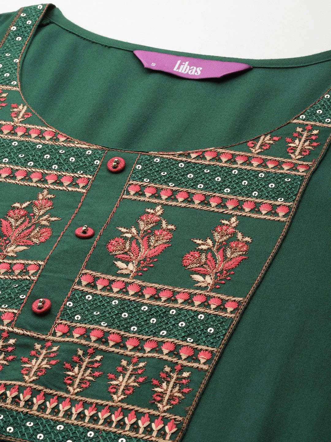 Green Yoke Design Rayon Straight Kurta - Libas 