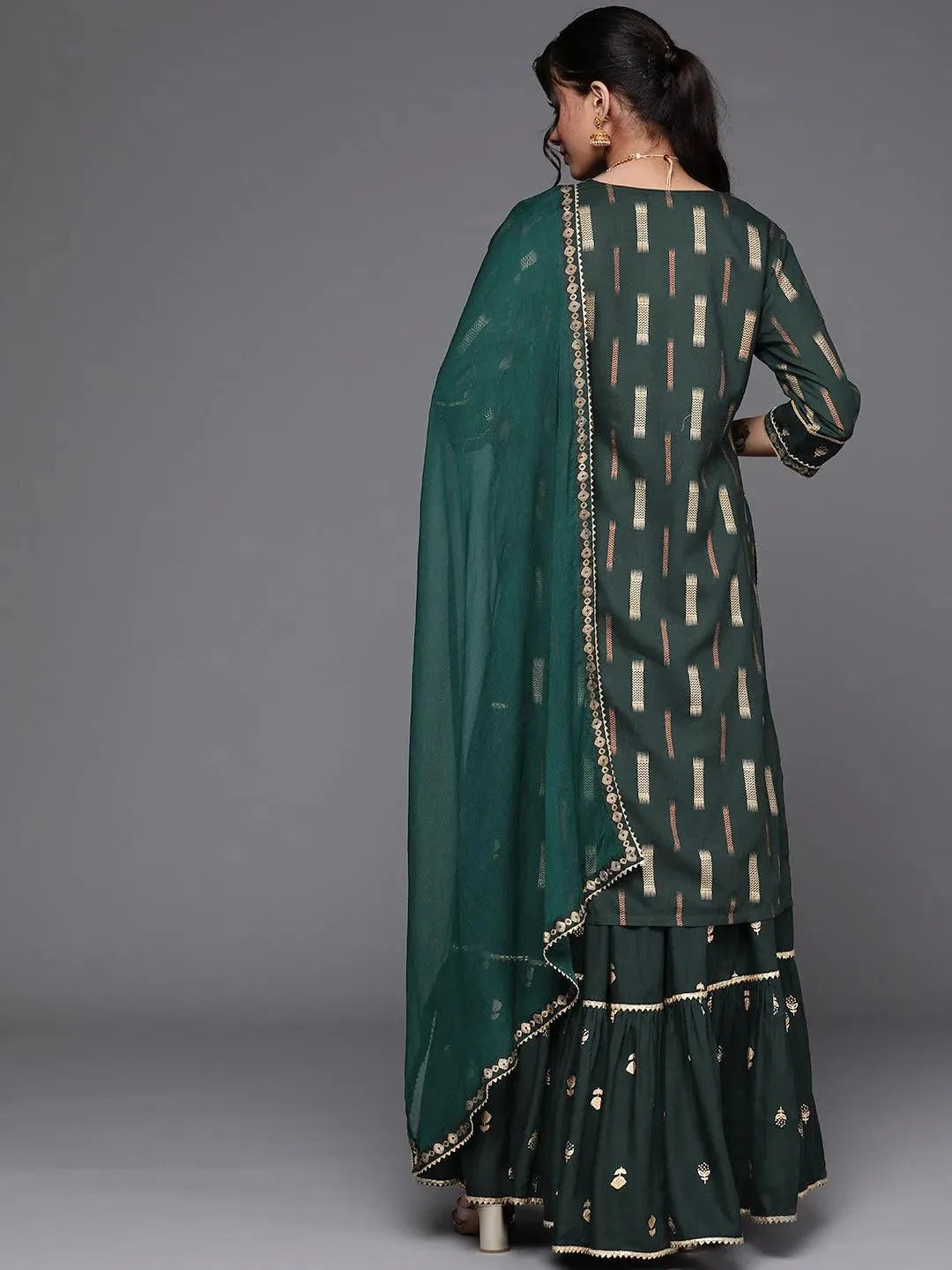Green Yoke Design Rayon Suit Set - Libas 
