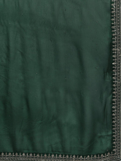 Green Yoke Design Silk Blend A-Line Kurta With Palazzos & Dupatta - Libas