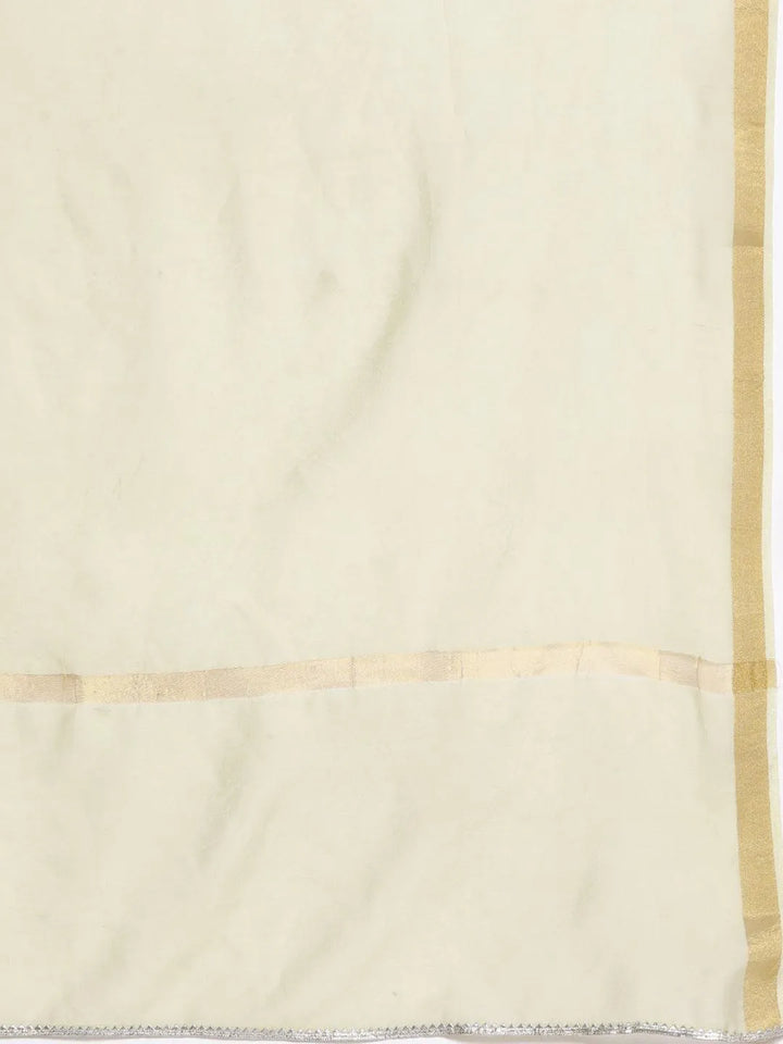 Green Yoke Design Silk Blend A-Line Kurta With Trousers & Dupatta - Libas