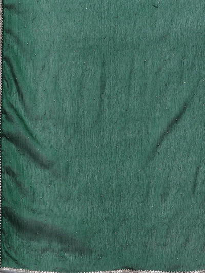 Green Yoke Design Silk Blend A-Line Kurta With Trousers & Dupatta - Libas