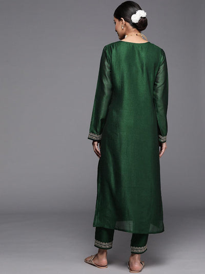 Green Yoke Design Silk Kurta - Libas