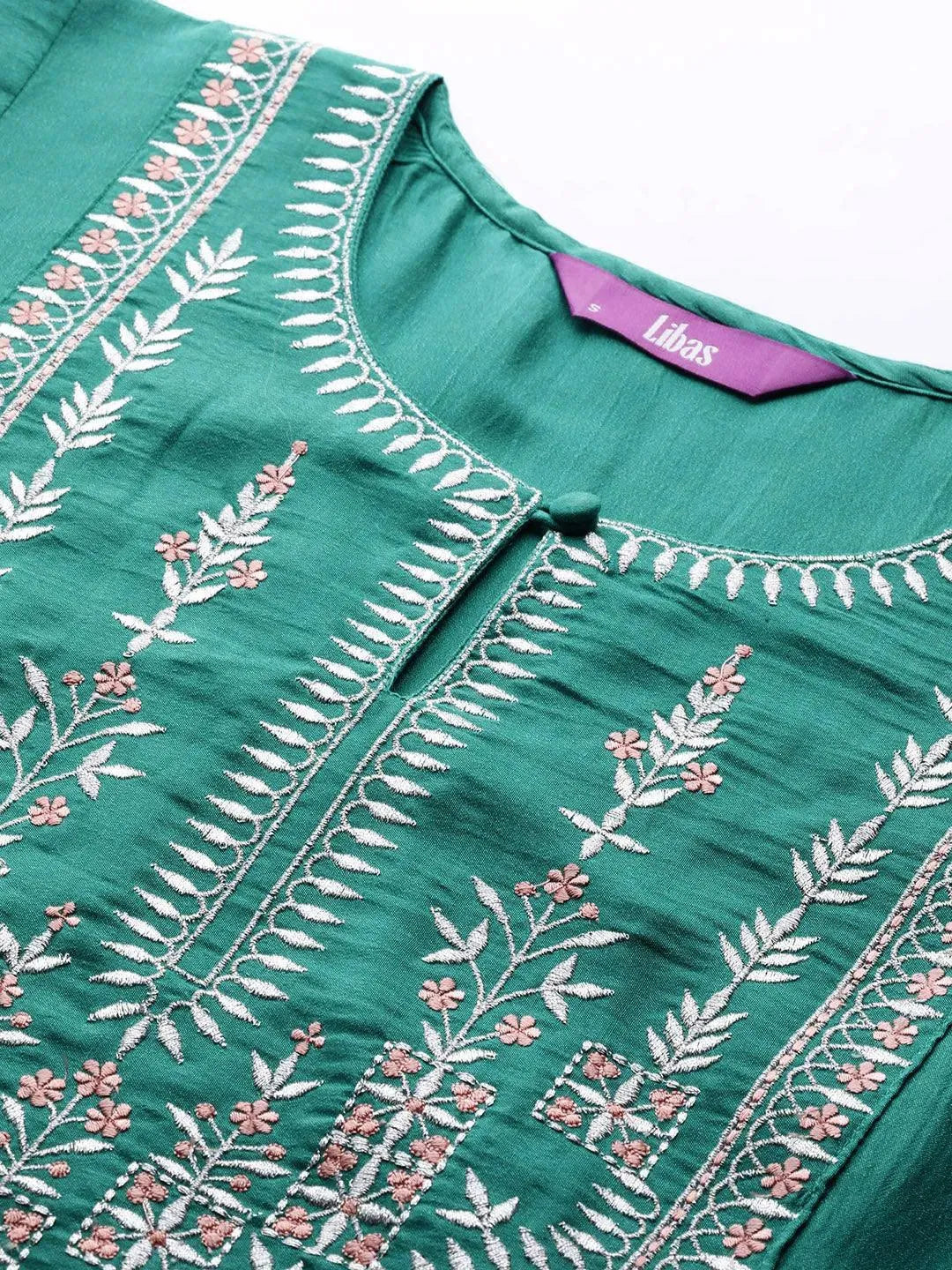 Green Yoke Design Silk Kurta - Libas