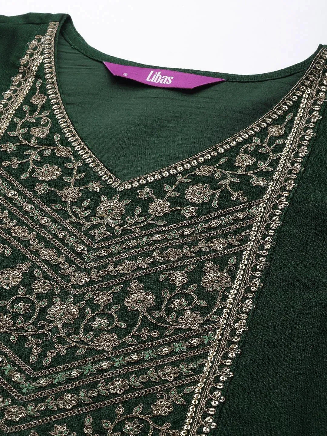 Green Yoke Design Silk Kurta - Libas