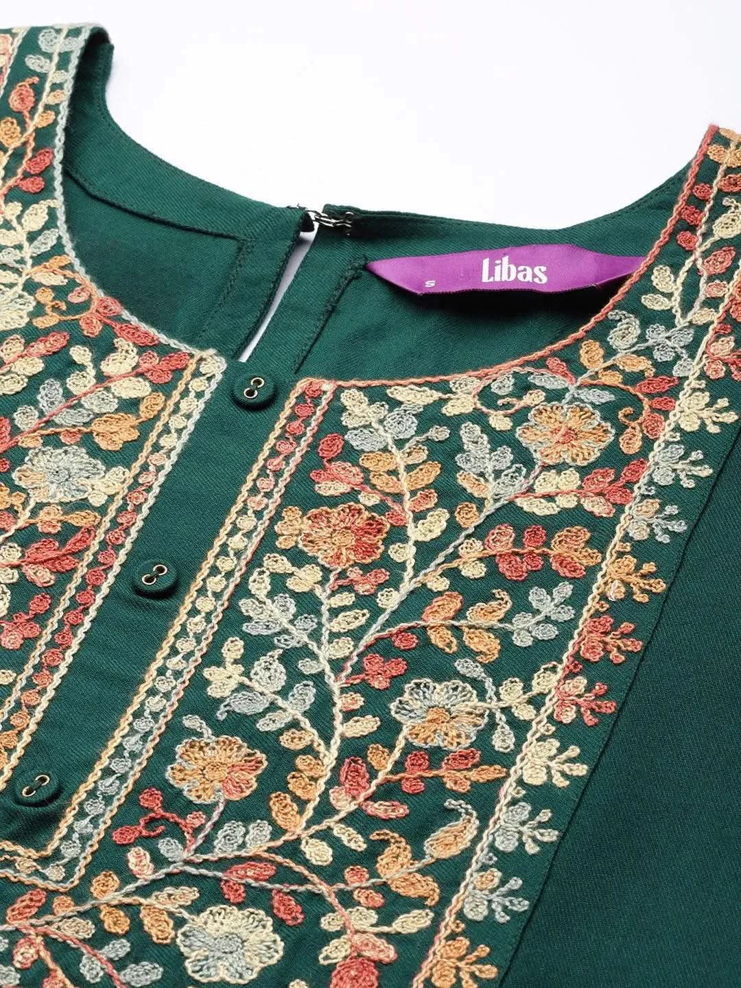 

Green Yoke Design Wool Straight Kurta