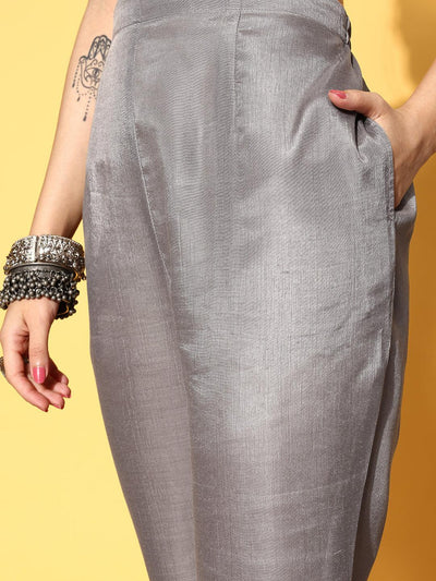 Grey Embellished Nylon Co-Ords - Libas