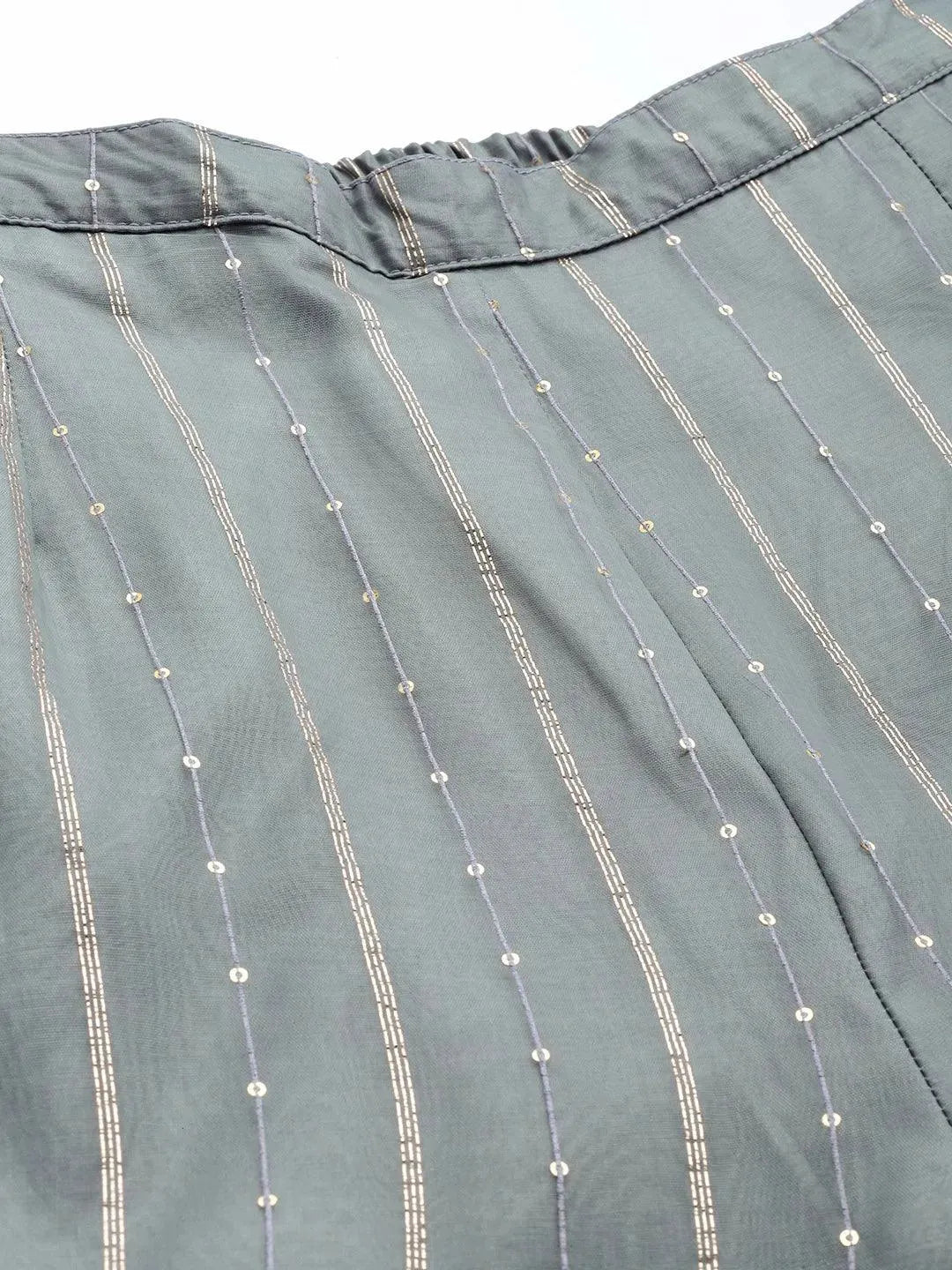 Grey Embellished Organza Palazzos - Libas 