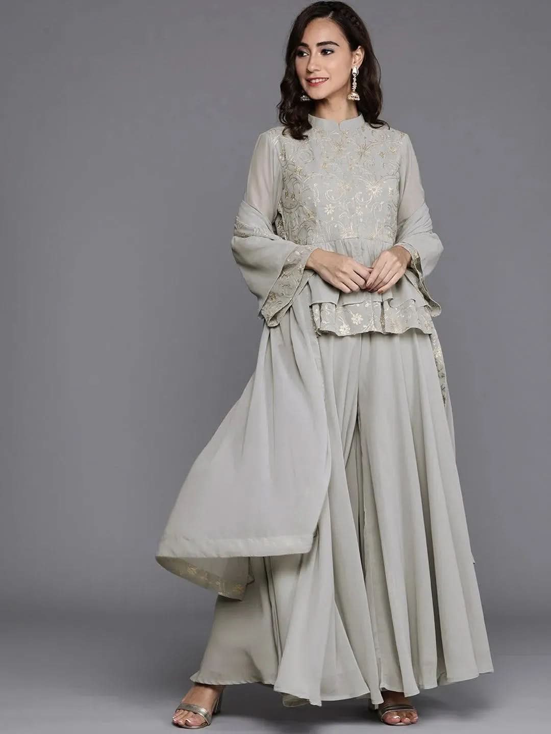 

Buy Grey Embroidered Georgette Suit Set - 20221O- | Libas Ethnic Wear Online