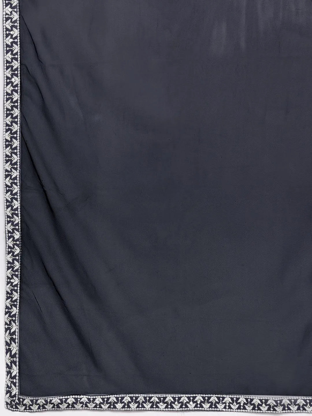 Grey Embroidered Georgette Anarkali Kurta With Trousers & Dupatta - Libas 