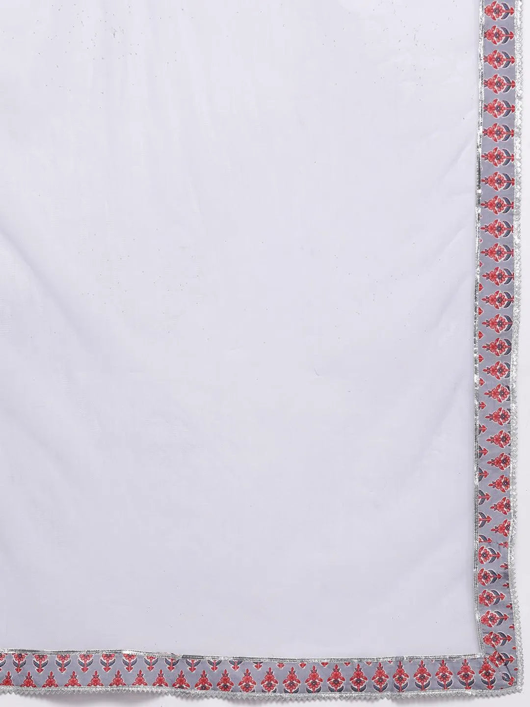 Grey Printed Cotton A-Line Kurta With Palazzos & Dupatta - Libas 