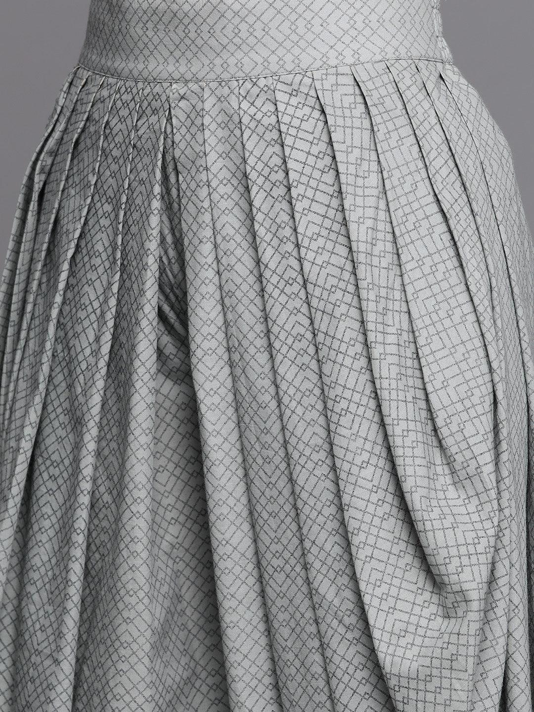 Grey Printed Cotton Suit Set - Libas