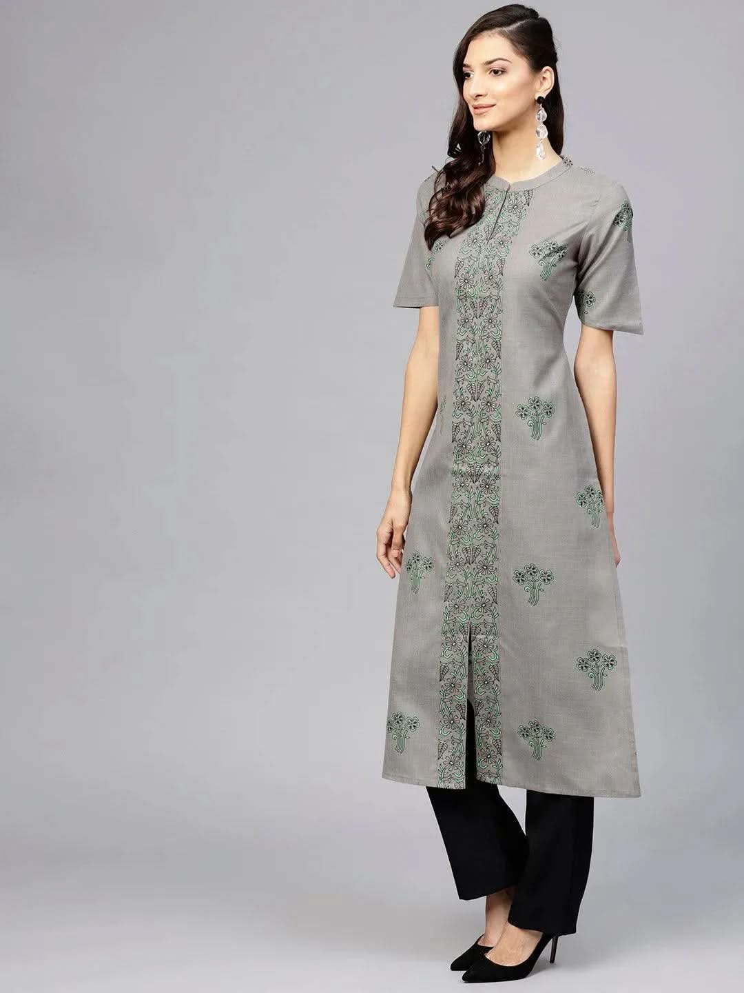 

Buy Grey Printed Cotton Kurta - 7771E- | Libas Ethnic Wear Online
