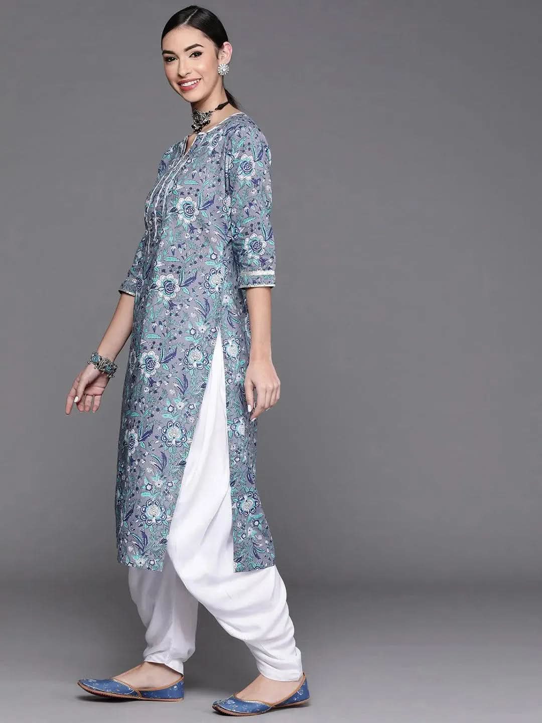 

Buy Grey Printed Cotton Kurta - 23376O- | Libas Ethnic Wear Online