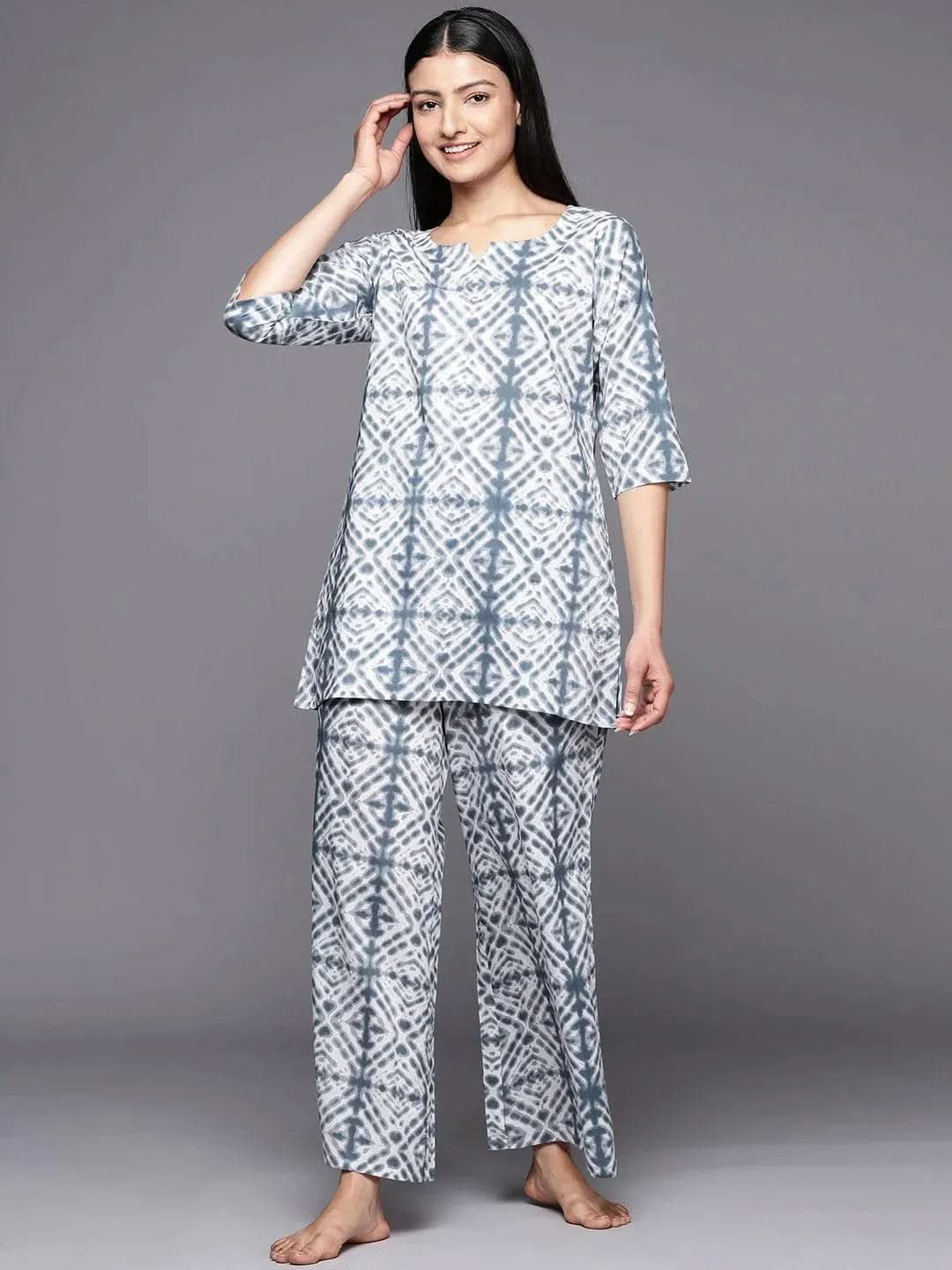

Grey Printed Cotton Night Suit