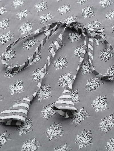 Grey Printed Cotton Nightdress - Libas
