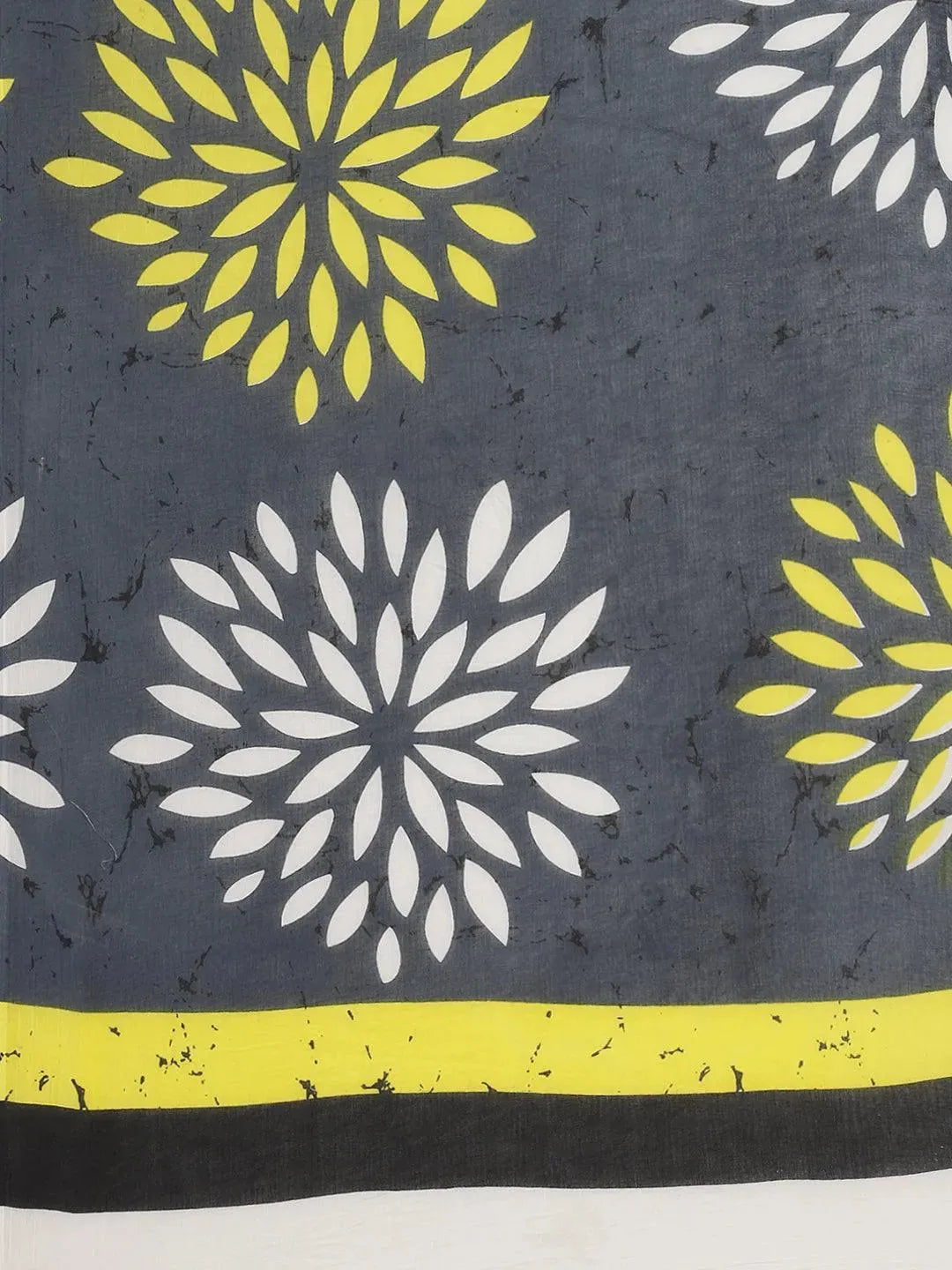 Grey Printed Cotton Saree - Libas 