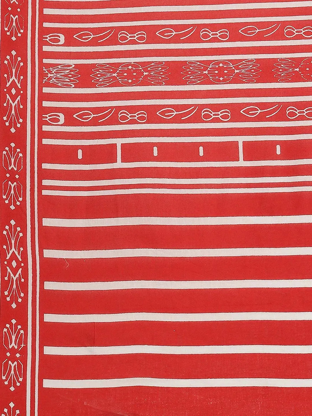 Grey Printed Cotton Saree - Libas 