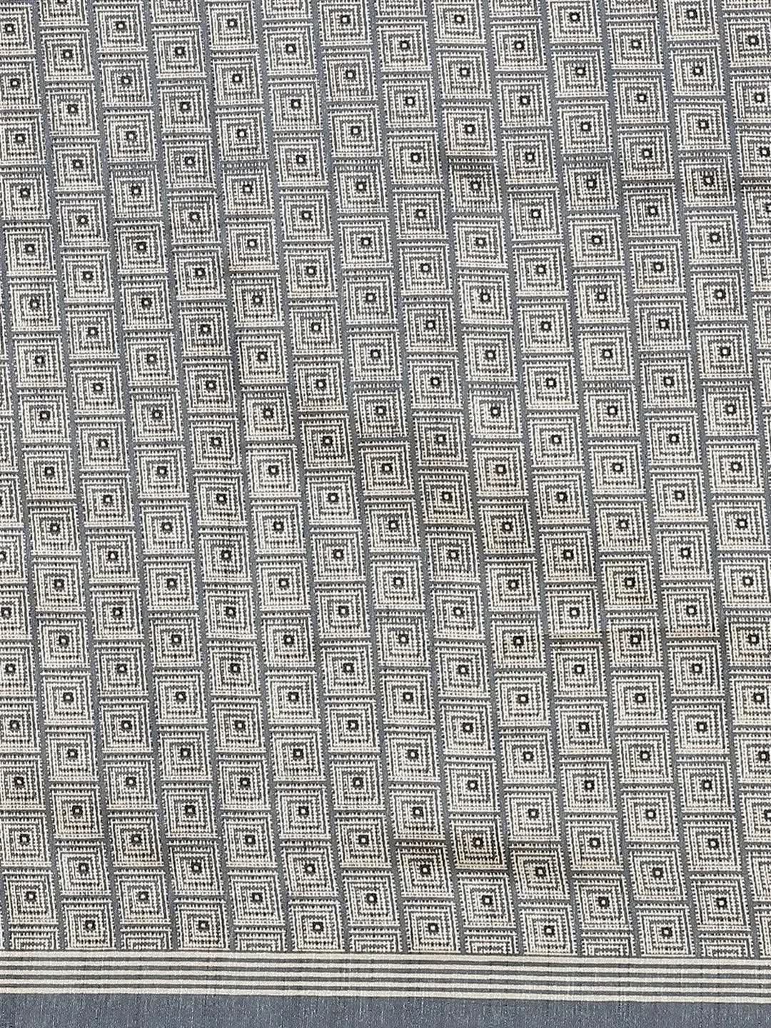 Grey Printed Cotton Silk Saree - Libas 