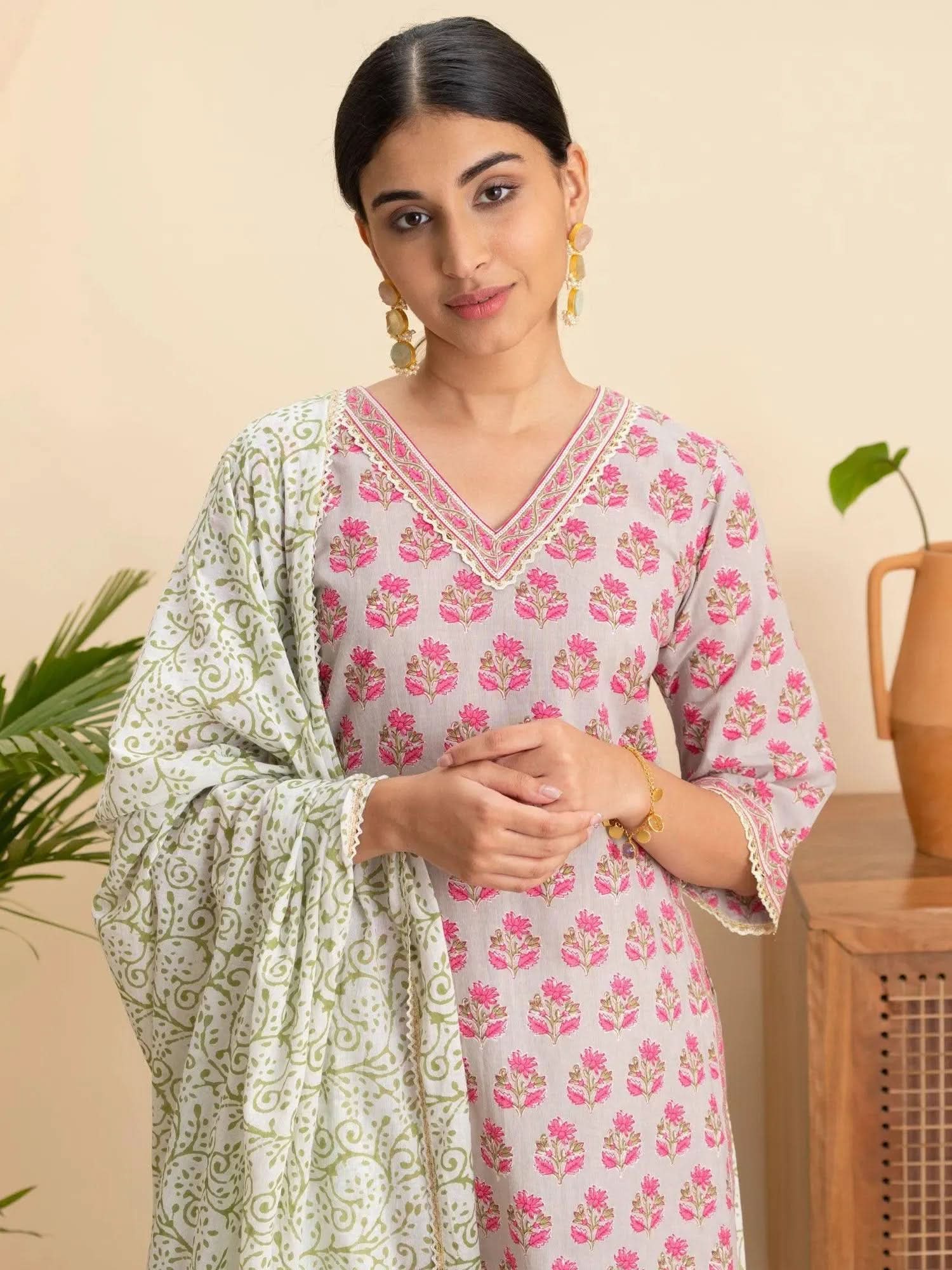 

Buy Grey Printed Cotton Suit Set - 20126O-XS | Libas Ethnic Wear Online