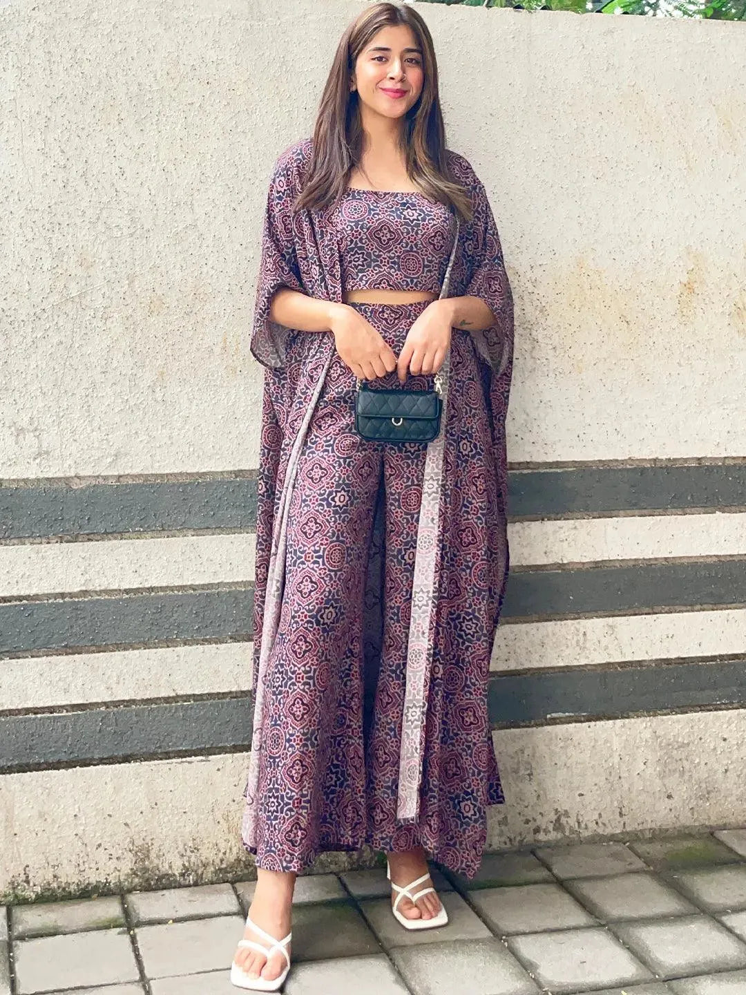 Grey Printed Georgette Co-Ords - Libas