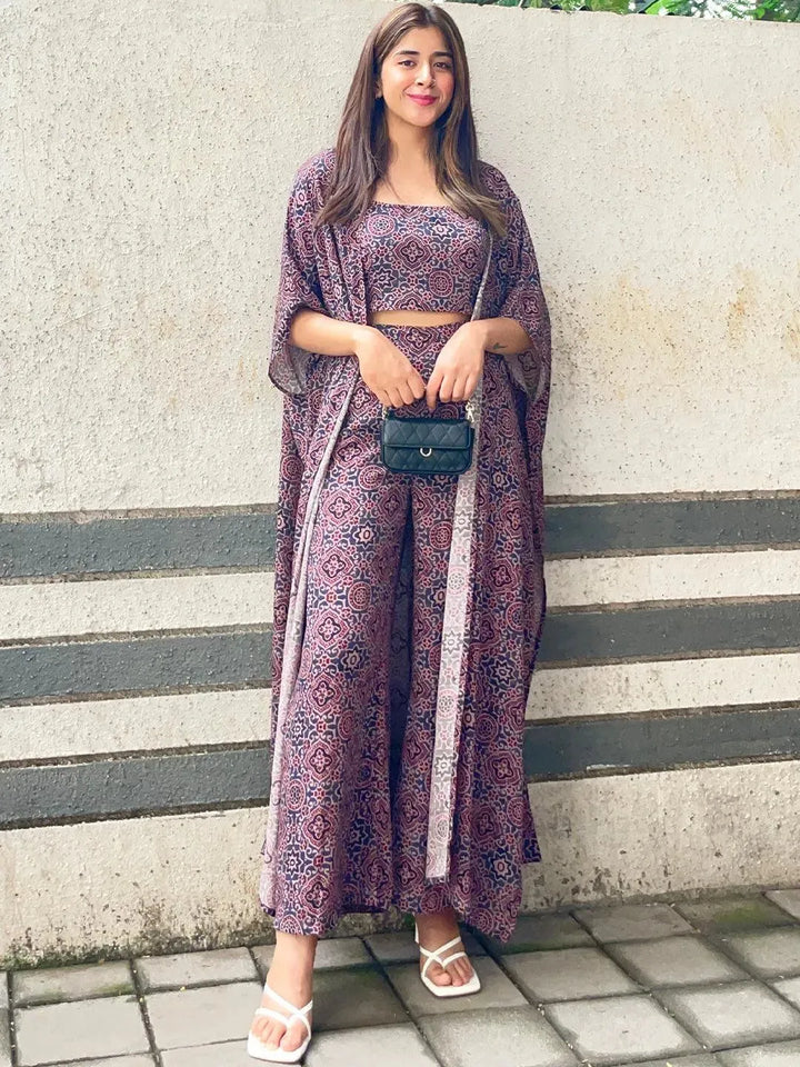 Grey Printed Georgette Co-Ords - Libas