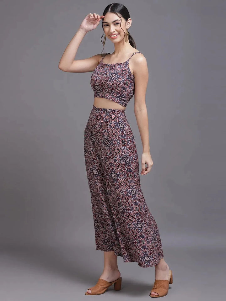 Grey Printed Georgette Co-Ords - Libas