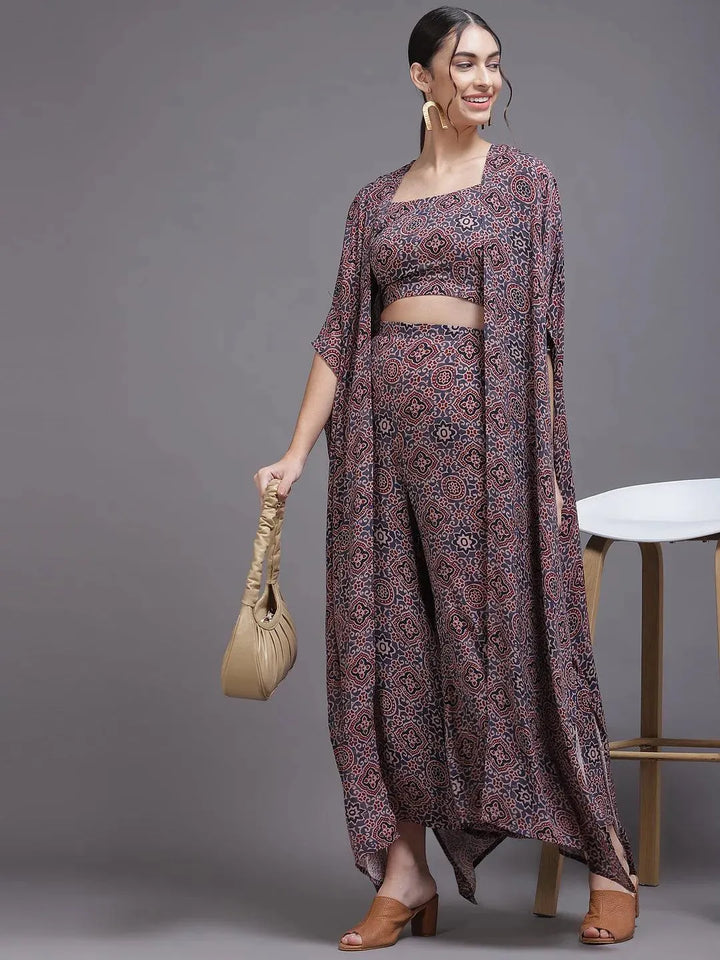 Grey Printed Georgette Co-Ords - Libas