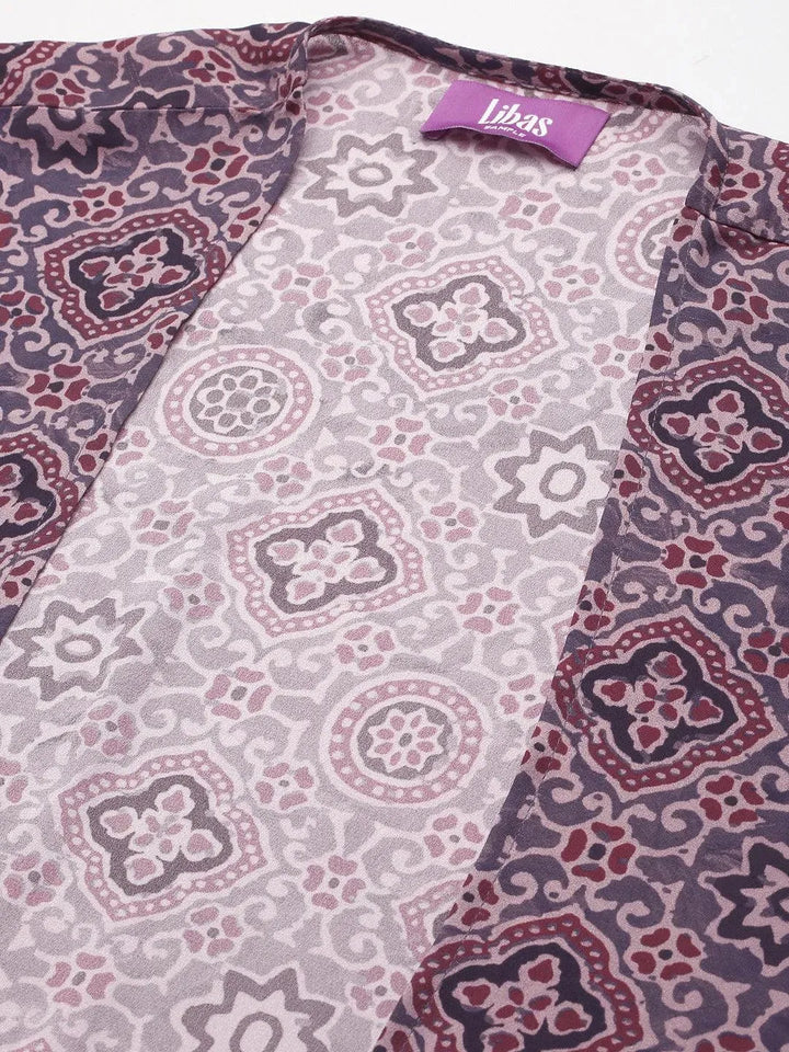 Grey Printed Georgette Co-Ords - Libas