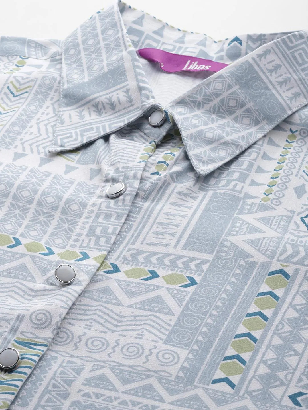 Grey Printed Rayon Co-Ords - Libas 