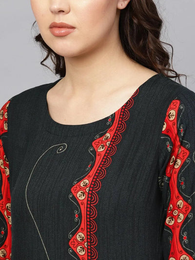 Grey Printed Rayon Kurta - Libas