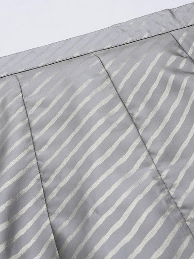 Grey Printed Silk Blend Skirt - Libas