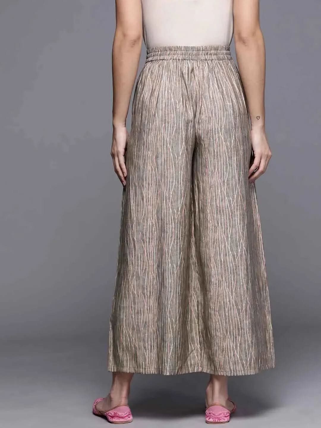 

Grey Printed Silk Palazzos