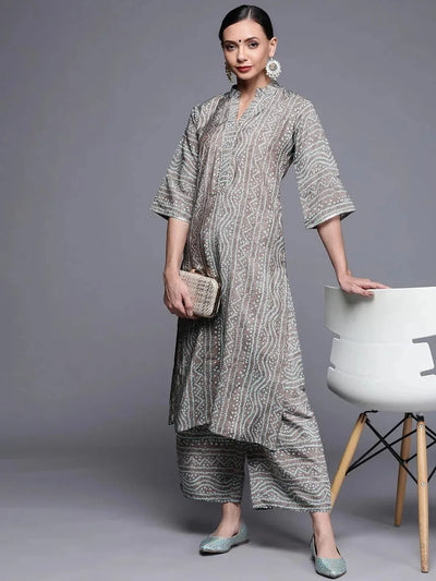 Grey Printed Silk Palazzos - Libas