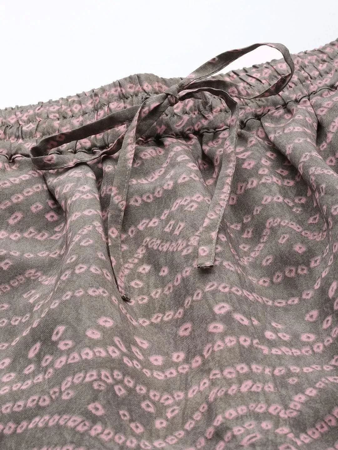 

Grey Printed Silk Palazzos