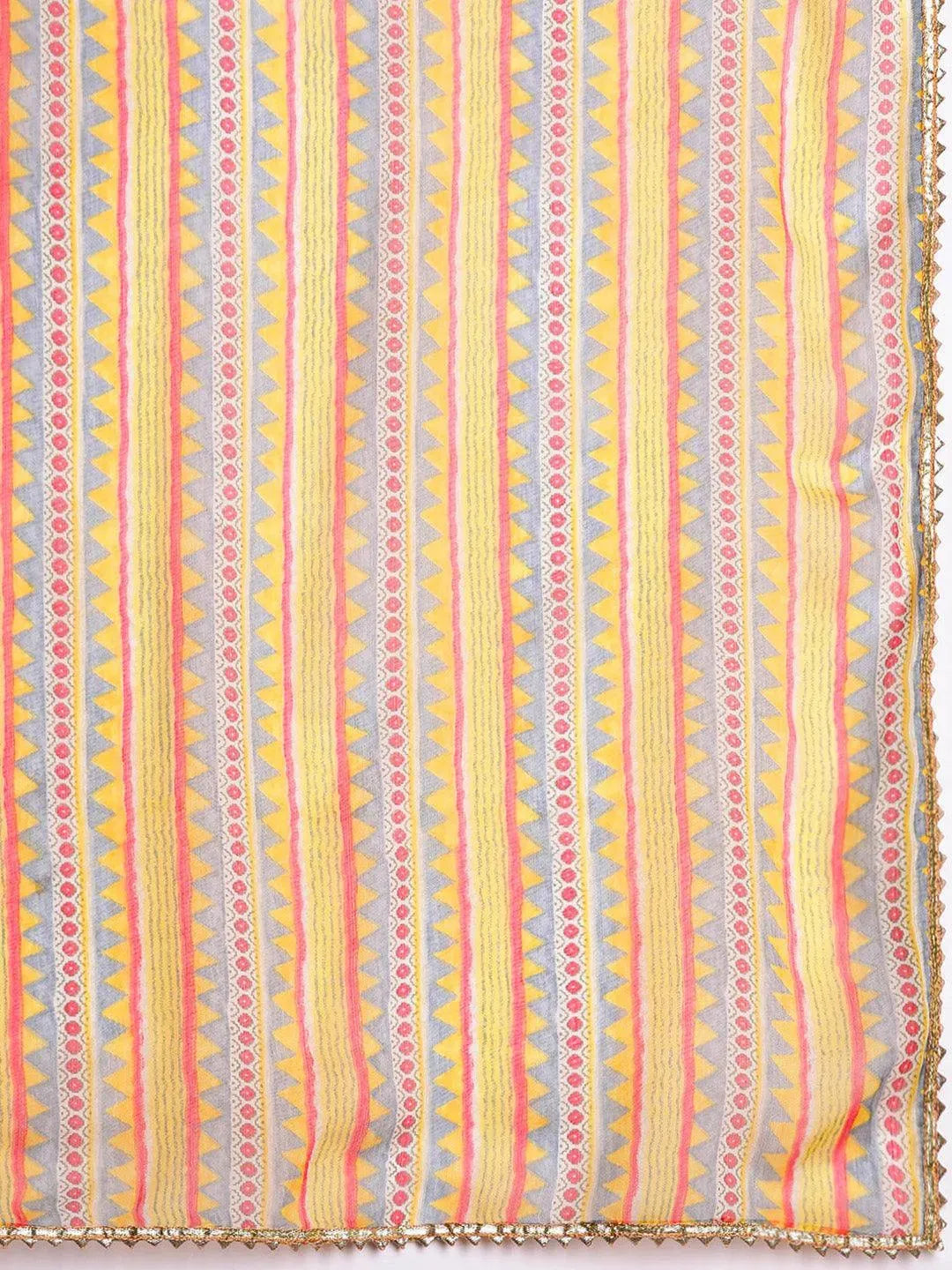 Grey Printed Silk Suit Set - Libas 