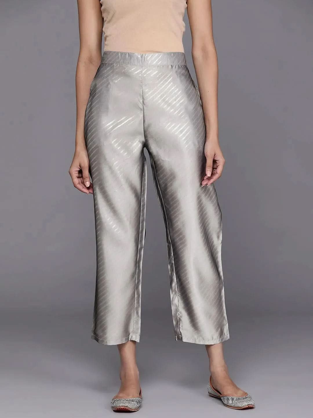 

Grey Printed Silk Trousers