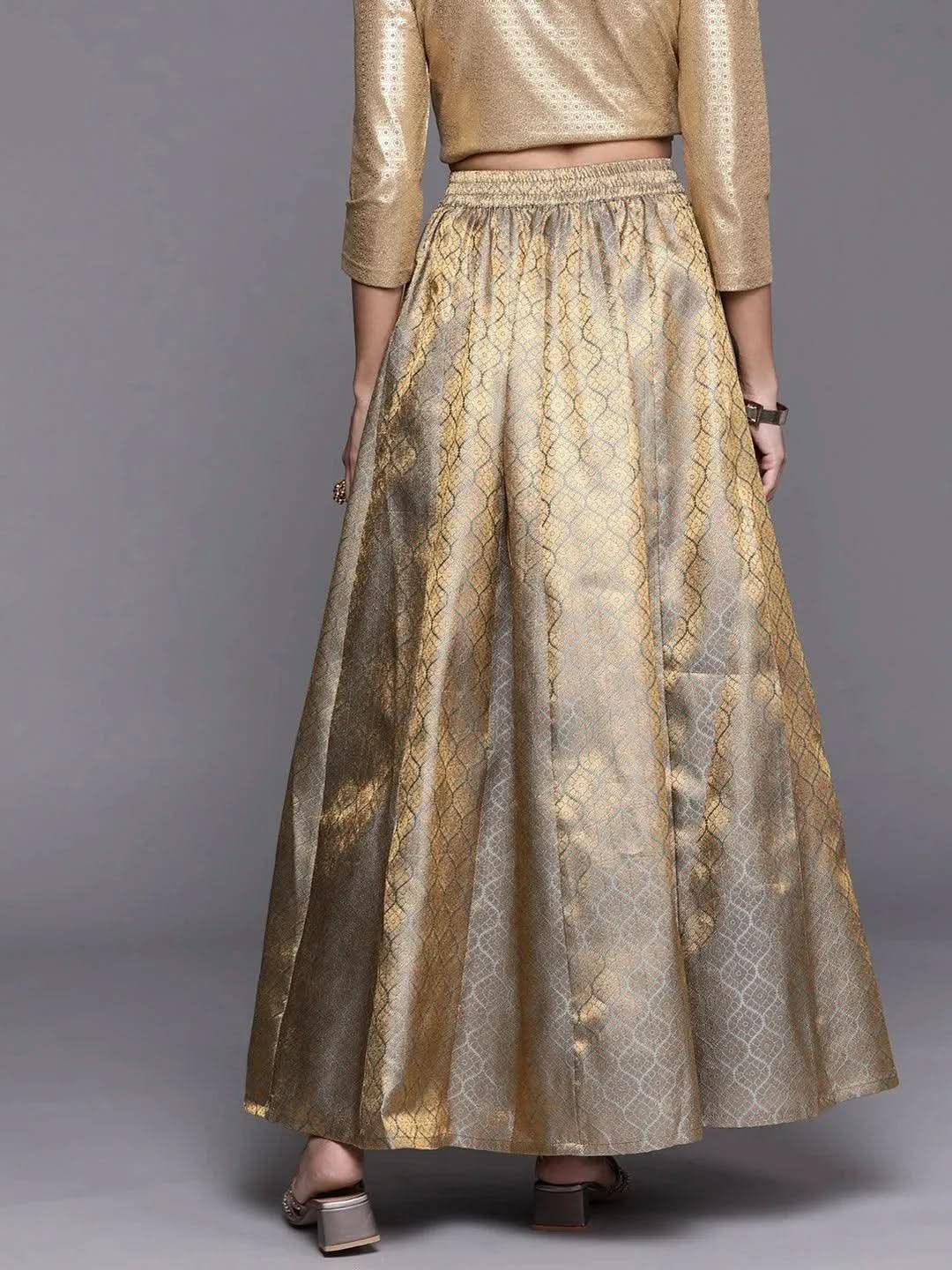 

Grey Self Design Brocade Skirt