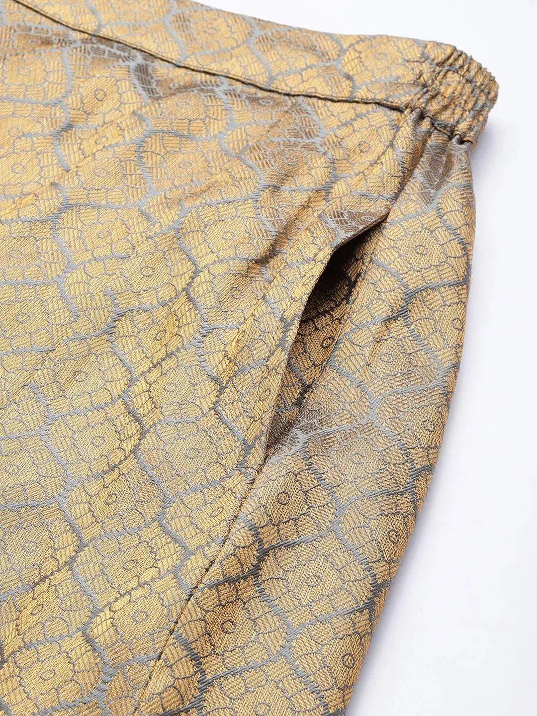 Grey Self Design Brocade Skirt - Libas 