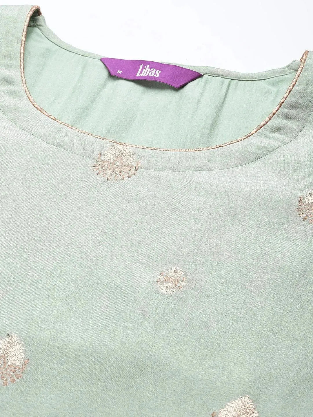 Grey Self Design Chanderi Silk Straight Suit Set - Libas 