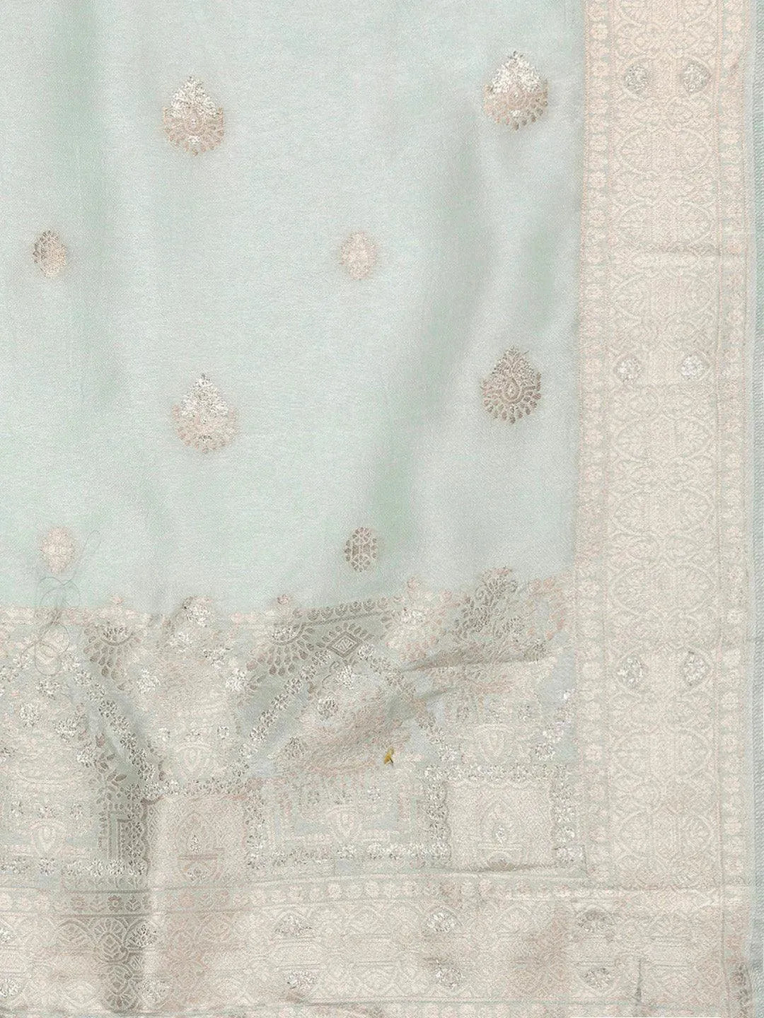 Grey Self Design Chanderi Silk Straight Suit Set - Libas 
