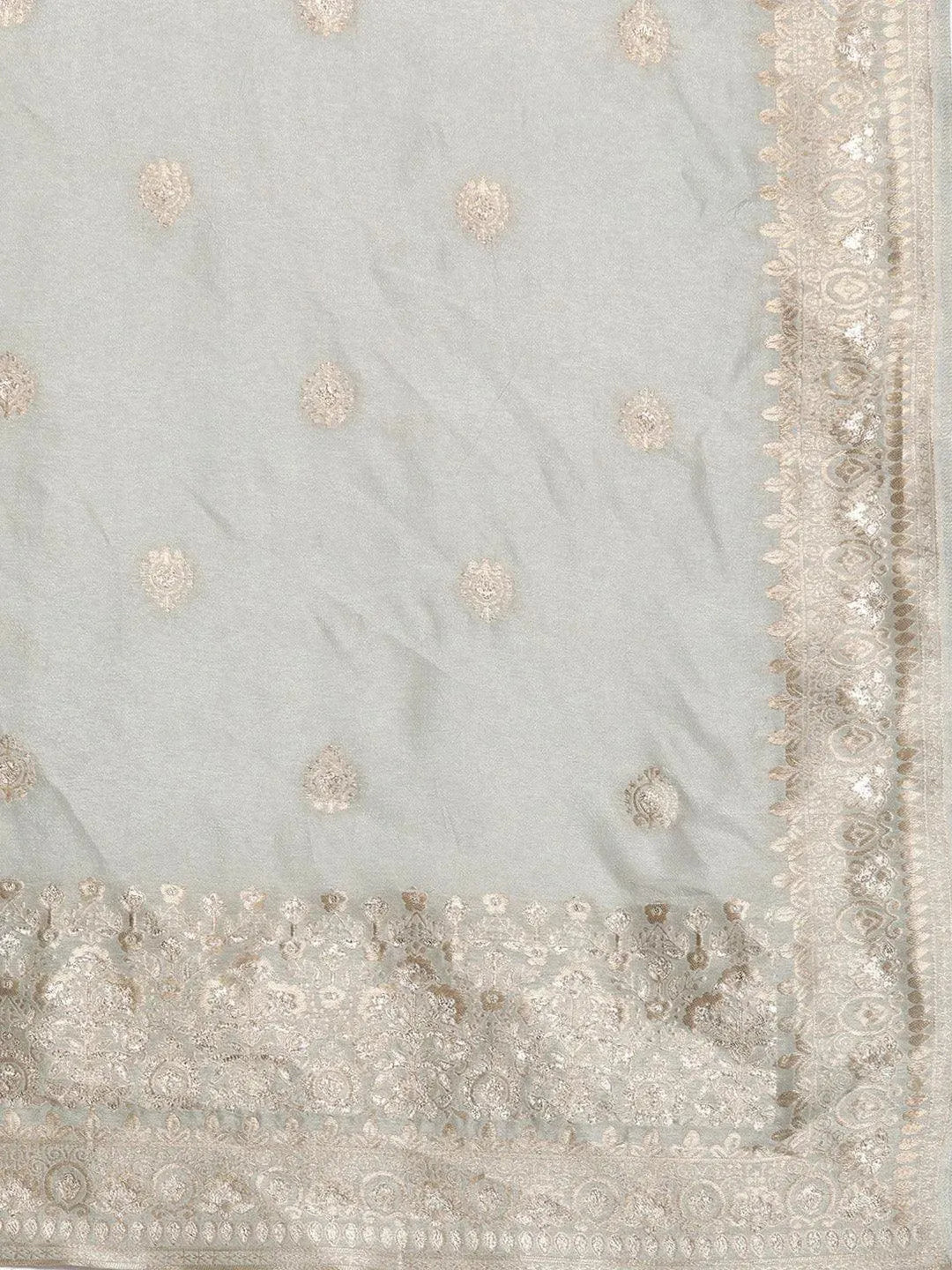Grey Self Design Chanderi Silk Straight Suit Set - Libas 
