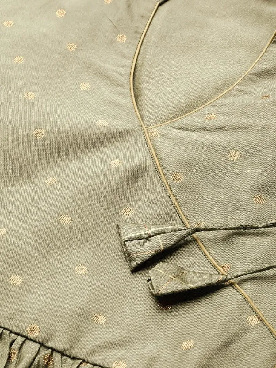 Grey Self Design Silk Suit Set - Libas 