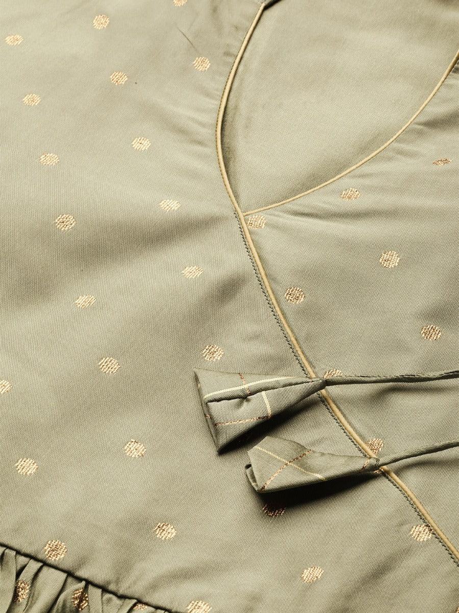 Grey Self Design Silk Suit Set - Libas