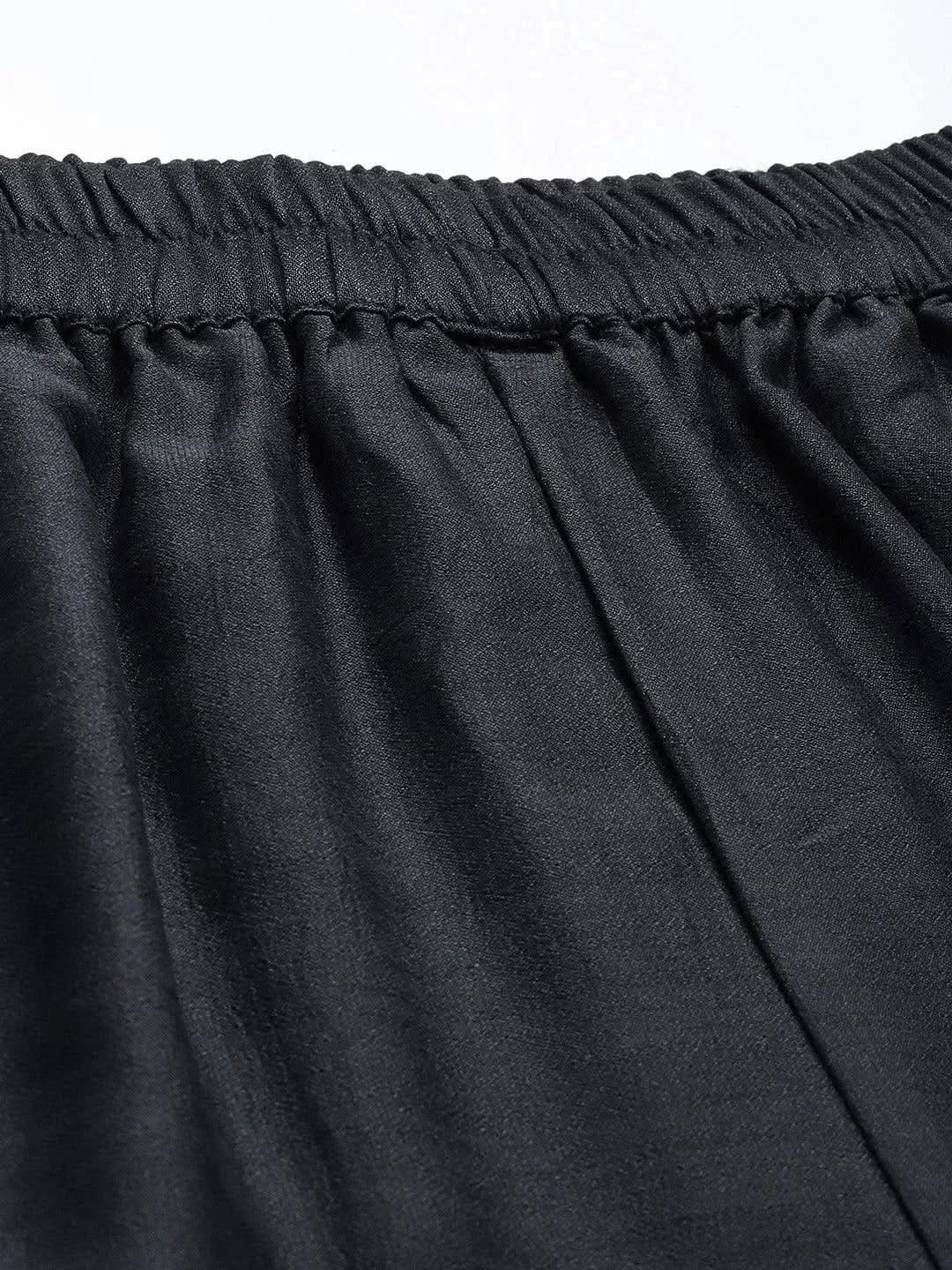 Grey Solid Silk Blend Trousers - Libas 