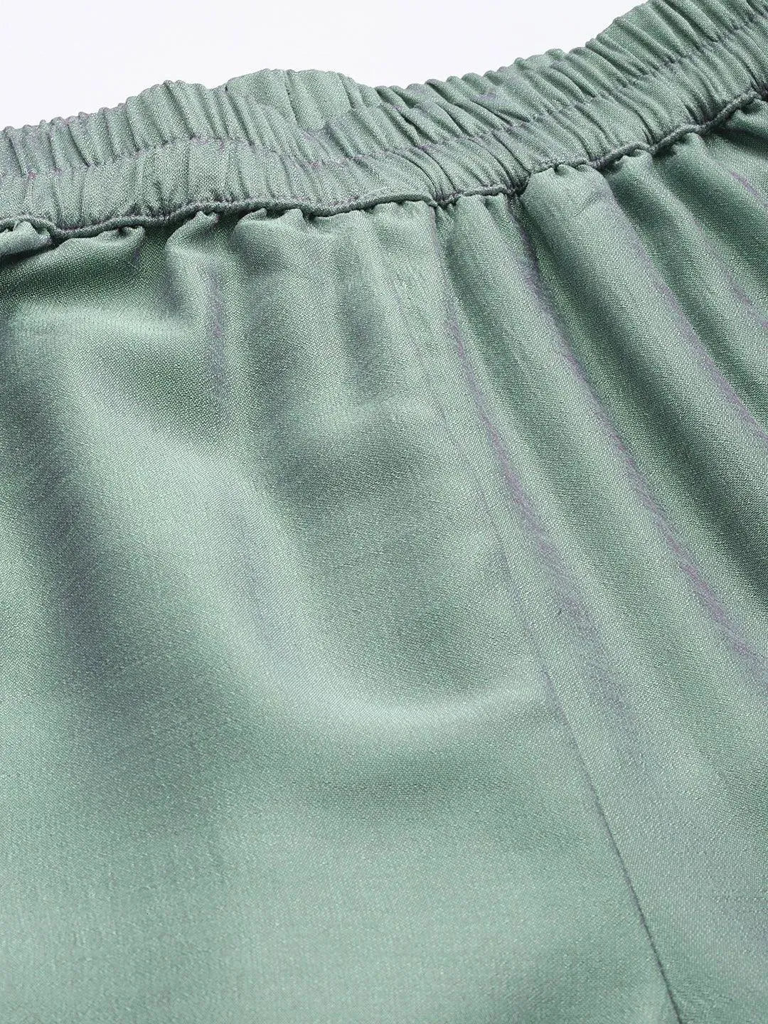 Grey Solid Silk Palazzos - Libas 