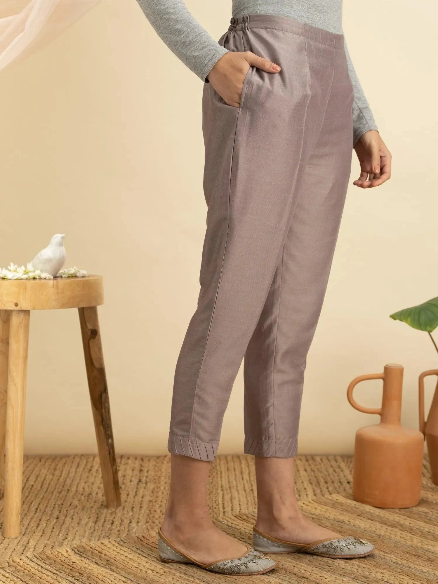 

Buy Grey Solid Silk Trousers - PL822O- | Libas Ethnic Wear Online